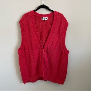 cable knit red vest
